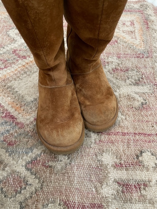 UGG Chestnut Suede Tall Shearling-Lined Boots with zipper back size 7 - Picture 3 of 6